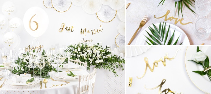  Décoration Blanc et Or pour mariages - Les classiques pour la table 1