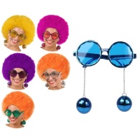 Lunettes avec boucles d'oreilles disco colorées