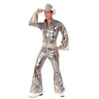 Costume style disco argenté pour homme