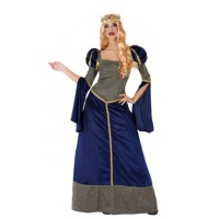 Costume bleu de femme médiévale