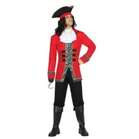 Costume de capitaine pirate rouge pour homme