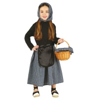 Costume de ramasseuse de châtaignes avec foulard à carreaux pour fille