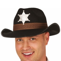 Chapeau noir de Sheriff pour adulte - 60 cm