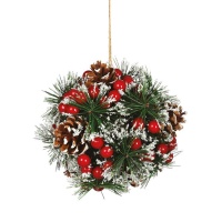 Pendentif boule de Noël avec pommes de pin de 15 cm