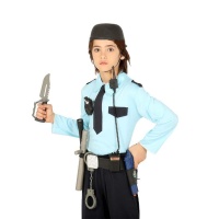 Ceinture avec accessoires et casque de policier pour enfants