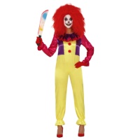 Déguisement de clown tueur jaune pour femme