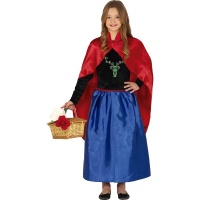 Costume de princesse printanière bleu et rouge pour fille