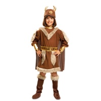 Déguisement de viking avec cape, casque et couvre-bottes pour fille