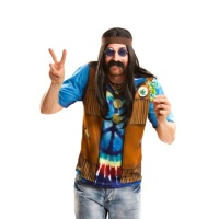 T-shirt déguisement hippie avec gilet pour homme