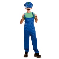 Costume de super plombier vert pour enfant