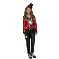 Costume de dompteuse de cirque rouge et noir pour fille