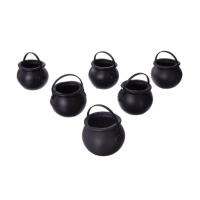 Mini 6 chaudrons de sorcière avec anse de 6 cm - 6 unités