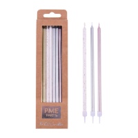 Bougies longues métalliques combinées de 18 cm - PME - 16 unités