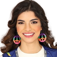 Boucles d'oreilles symbole de la paix multicolore - 1 paire