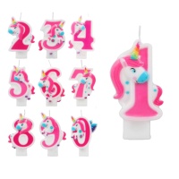 Bougie numéro licorne de 8,5 cm - 1 unité