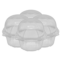 Capsule pour cupcake en plastique avec couvercle de 9 cm - 12 unités