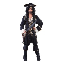 Déguisement de pirate noir et doré pour homme