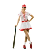 Costume de joueur de baseball rouge pour femme