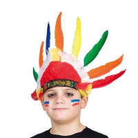 Coiffe indienne pour enfant avec plumes multicolores