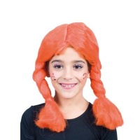 Perruque orange avec tresses pour enfant