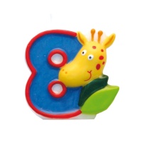 Bougie numéro 8 avec animaux de 5 cm