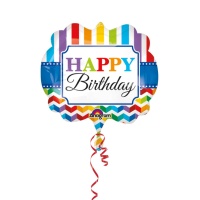 Ballon silhouette XL Joyeux Anniversaire Arc-en-ciel - 63 x 55 cm