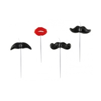 Bougies Moustache de 2 x 2 cm - 4 unités