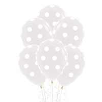 Ballons en latex transparents avec pois blancs de 30 cm - Sempertex - 12 unités