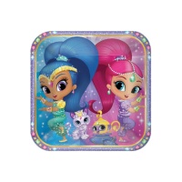 Assiettes carrées de Shimmer et Shine de 23 cm - 8 unités