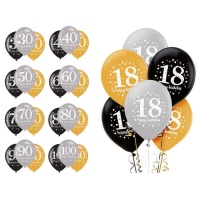 Ballons Bulles de Champagne anniversaire de 28 cm - Sempertex - 6 unités