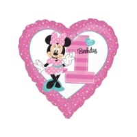 Ballon Minnie en forme de coeur numéro 1 de 48 cm - Anagram