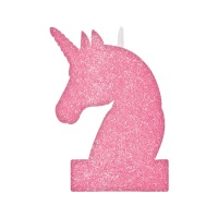 Bougie décorative avec paillettes de licorne de 7,5 x 11,5 cm - 1 unité