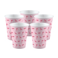 Gobelets Hawaïens avec flamants roses de 250 ml - 8 unités