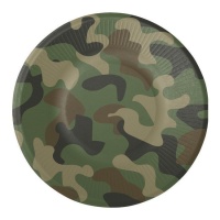 Assiettes de camouflage militaire vert de 23 cm - 8 unités