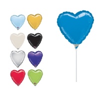 Ballon gonflable avec mini canne en forme de coeur 10 cm - Anagramme - 1 unité