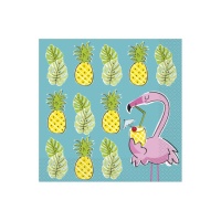 Serviettes d'ananas et flamants roses de 16,5 x 16,5 cm - 16 unités