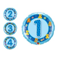 Ballon Rond en Chiffres Bleu de 46 cm - Qualatex