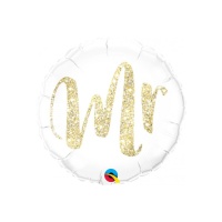 Ballon rond blanc Mr. de 46 cm - Qualatex