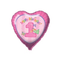 Ballon Joyeux Anniversaire 1 an fille de 45 cm - Creative Converting