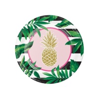 Assiettes Ananas Tropical Hawaïen de 25 cm - 8 unités