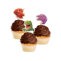 Toppers pour cupcakes de dinosaures - 12 unités