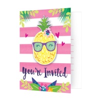 Invitations Piña Colada Hawaïenne - 8 unités