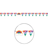 Fanion de Joyeux Anniversaire Arc-en-ciel - 1,82 m