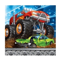 Serviettes Monster Trucks de 12,5 x 12,5 cm - 16 unités