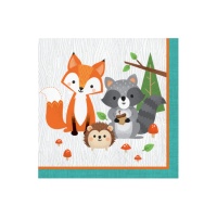 Serviettes Animaux de la Forêt de 16,5 x 16,5 cm - 16 unités