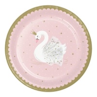 Assiettes Cygne de 23 cm - 8 unités