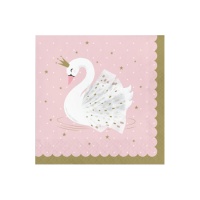 Serviettes Cygne de 16,5 x 16,5 cm - 16 unités