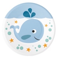 Assiettes Little Whale de 23 cm - 8 unités