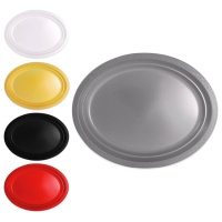 Plateau de 31 x 24 cm en plastique coloré rond - 10 unités