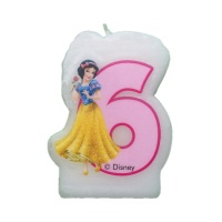 Bougie numéro 6 des Princesses Disney de 4,5 x 6,5 cm - 1 unité